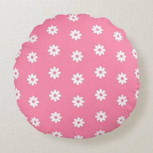 ROZE WIT TINY FLOWERS GEEL ROZE HARTJES ROND KUSSEN