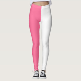 Roze Wit Twee Tone Kleur Split Leggings