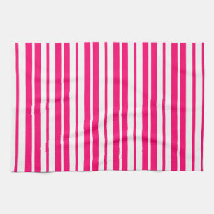 Roze Wit Verticaal Streepjespatroonontwerp Theedoek