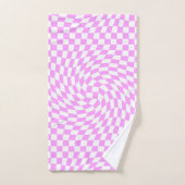 Roze & Wit Verwrongen Checker Geruite Patroon Bad Handdoek (Handdoek)