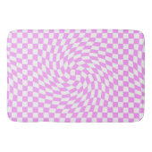 Roze & Wit Verwrongen Checker Geruite Patroon Badmat (Voorkant)