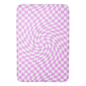 Roze & Wit Verwrongen Checker Geruite Patroon Badmat (Voorkant Verticaal)
