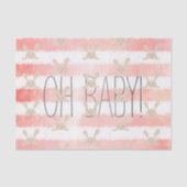 Roze Wit Waterverf Bunny Oh Baby Tissuepapier (Voorkant)