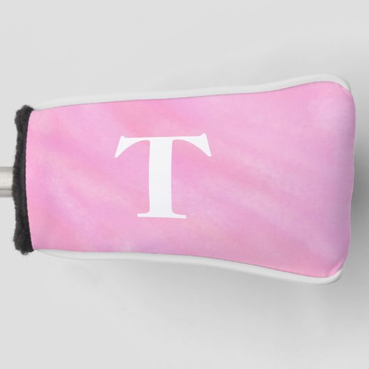  Roze Wit Waterverf Monogram Golfheadcover (Voorkant)