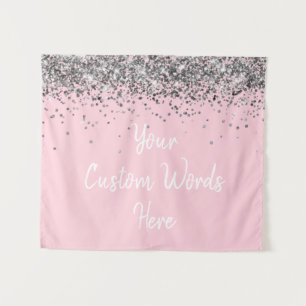 Roze Wit Zilveren Verjaardag Party Foto Booth Prop Wandkleed