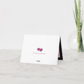 Roze, wit, zwart bloemenbruiloft dank u kaart (Achterkant)
