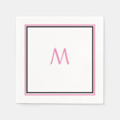 Roze Wit Zwart Monogram Initiaal Aangepaste naam C Servet (Voorkant)