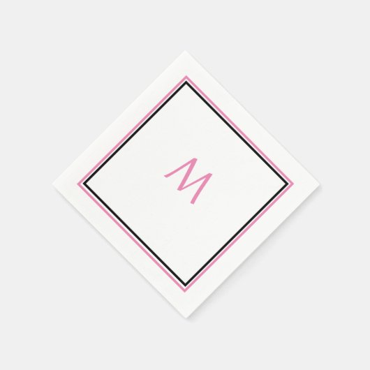 Roze Wit Zwart Monogram Initiaal Aangepaste naam C Servet (Hoek)