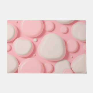 Roze Witte 3D-Belpatroon Zachte Pastel Abstracte Deurmat