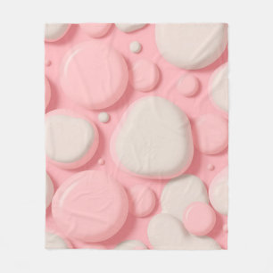 Roze Witte 3D-Belpatroon Zachte Pastel Abstracte K Fleece Deken