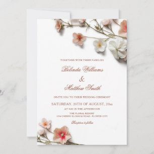 Roze Witte 3D Wilde Bloemen Bruiloft Kaart