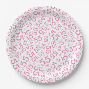 Roze/Witte 55e Willekeurige Nummerpatroon Papieren Bordje