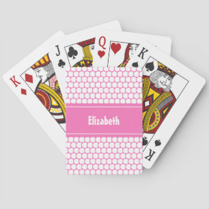 Roze & Witte Aangepaste Gepersonaliseerde Naam Geo Pokerkaarten