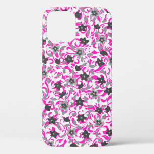 Roze witte abstracte bloemen iPhone 12 pro hoesje