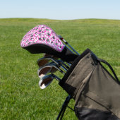 Roze witte abstracte bloemen golfheadcover (Insitu)