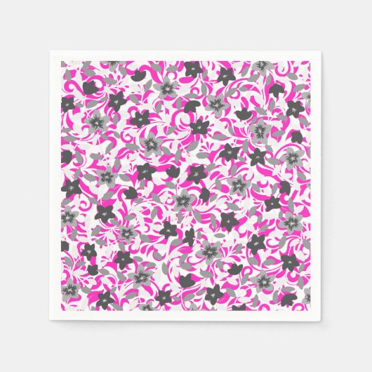 Roze witte abstracte bloemen servet (Voorkant)