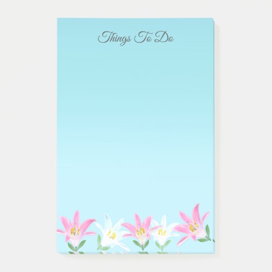 Roze & Witte Amaryllis op Hemelblauwe Dingen Om Te Post-it® Notes (Voorkant)