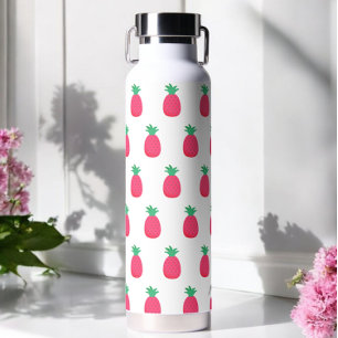 Roze Witte Ananas Fruit Patroon Water Fles
