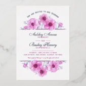 Roze witte anemoon bloemenbruiloft waterverf folie uitnodiging (Voorkant)