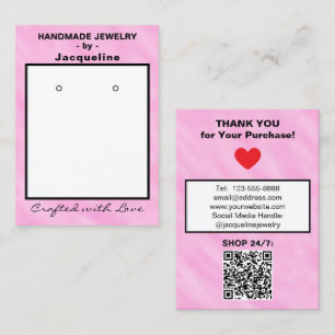 Roze Witte Aquarel Oorbellen QR Code Visitekaartje