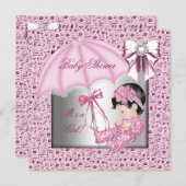  roze witte Baby shower Kaart (Voorkant / Achterkant)