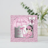  roze witte Baby shower Kaart (Staand voorkant)