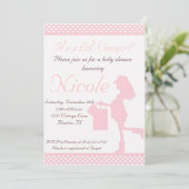 Roze/witte Baby showers Kaart (Staand voorkant)