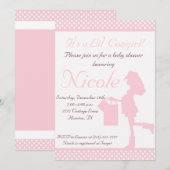 Roze/witte Baby showers Kaart (Voorkant / Achterkant)