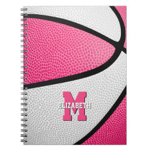 roze witte basketbal meisjes monogram notitieboek