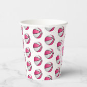 Roze witte basketballen verjaardagsfeestje papieren bekers (Rechts)