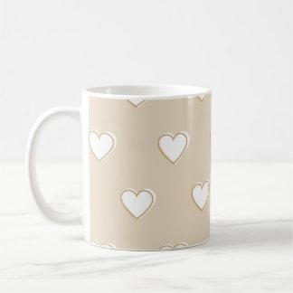 Roze Witte Beige Cute Eenvoudig Hartpatroon Koffiemok