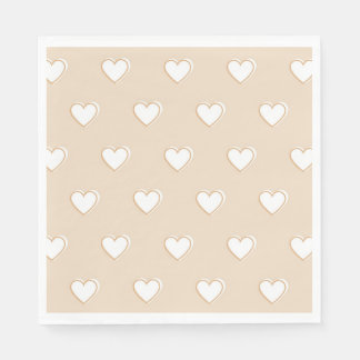 Roze witte beige verkuilt Eenvoudig hartpatroon Servet