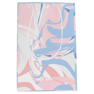 Roze Witte Blauwe Marmer Wervel Abstract Baby Medium Cadeauzakje