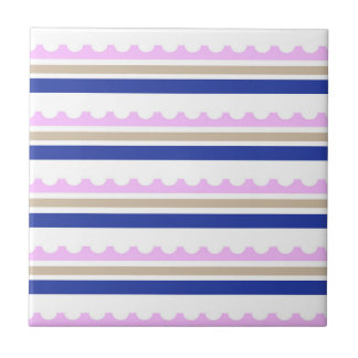Roze, witte, blauwe streep, zwarte patroonafdruk tegeltje