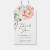 Roze Witte Bloem Bruiloft Gift Tag Cadeaulabel (Voorkant)