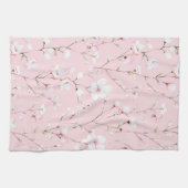  roze witte bloem theedoek (Horizontaal)