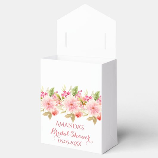 Roze witte bloemen bruidsfeest bedankt bedankdoosjes (Geopend)