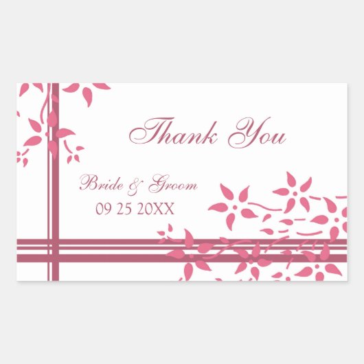 Roze Witte Bloemen Dank u bruiloft gunst Labels (Voorkant)