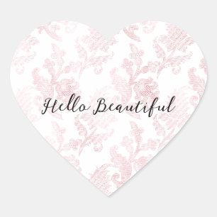 Roze Witte Bloemen Hart Sticker