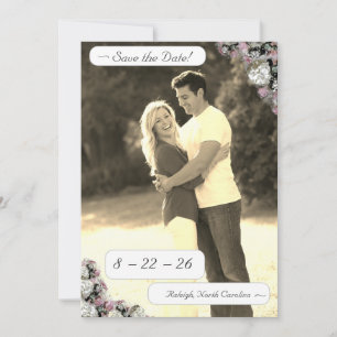 Roze & Witte Bloemen Katholiek Save The Date