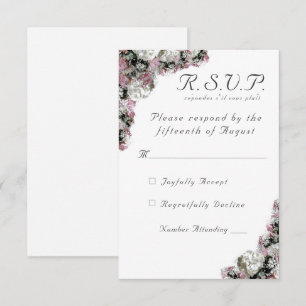 Roze & Witte Bloemen Katholieke Huwelijksreactie K RSVP Kaartje