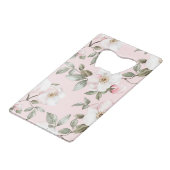 roze witte bloemen kredietkaart flessenopener (Voorkant Gekanteld)