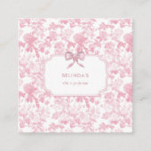 Roze Witte Bloemen Rozen Chinoiserie Event Planner Vierkante Visitekaartje (Voorkant)