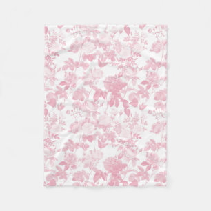 Roze Witte Bloemen Rozen Chinoiserie Patroon Fleece Deken