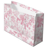 Roze Witte Bloemen Rozen Chinoiserie Patroon Groot Cadeauzakje (Voorkant Gekanteld)
