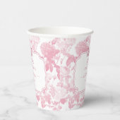 Roze Witte Bloemen Rozen Chinoiserie Vrijgezellenf Papieren Bekers (Rechts)