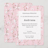  Roze Witte Bloemen Verjaardag Kaart (Voorkant / Achterkant)