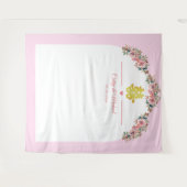 Roze witte bloemenboog Chinese bruiloft achtergron Wandkleed (Voorkant (horizontaal))