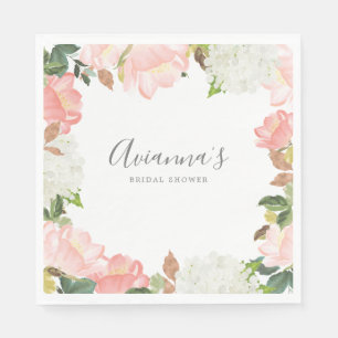 Roze Witte Bloemige Botanische Mooie Bruiloft Servet