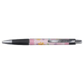Roze Witte Bloemige Monogram Pen (Achterkant)